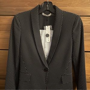 NWT Alice + Olivia Crepe Blazer in Mini Dot Black/Combo
